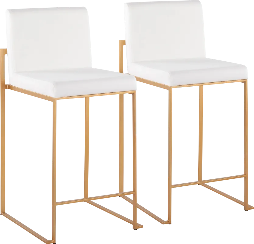 Nowotny White Gold Velvet Counter Height Stool Set of 2