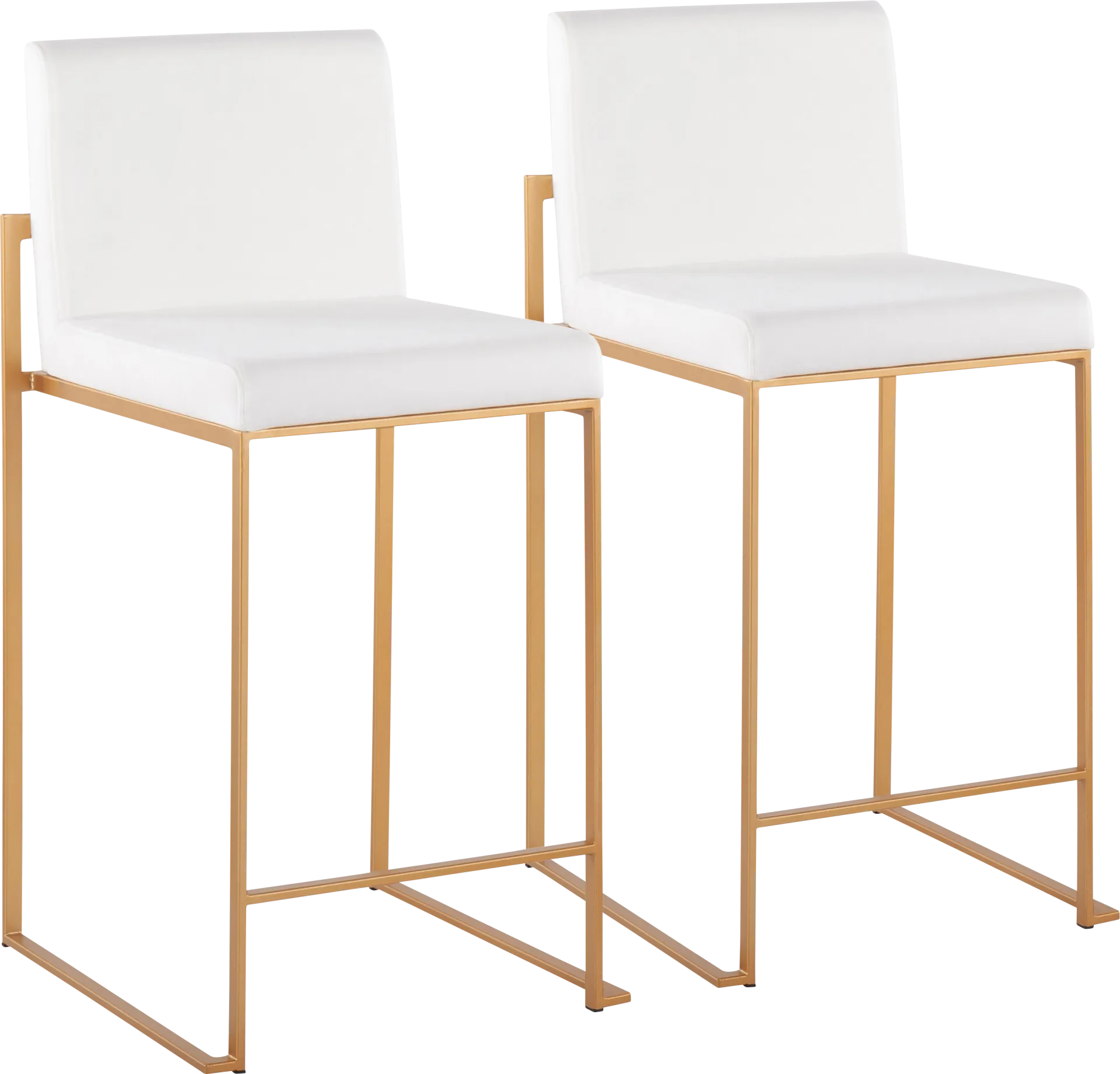 Nowotny White Gold Velvet Counter Height Stool Set of 2 - Image 1