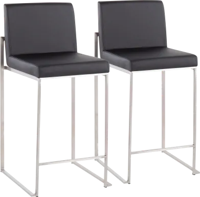 Nowotny Black Silver Counter Height Stool Set of 2