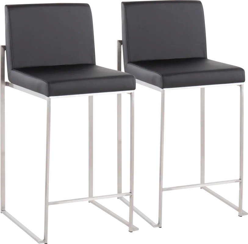 Nowotny Black Silver Counter Height Stool Set of 2