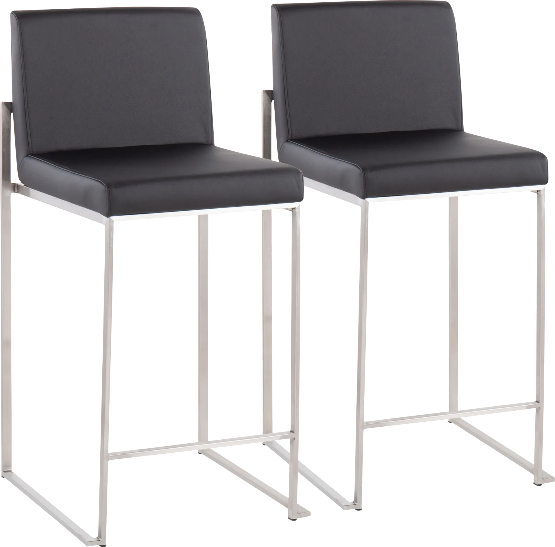 Nowotny Black Silver Counter Height Stool Set of 2 - Image 1
