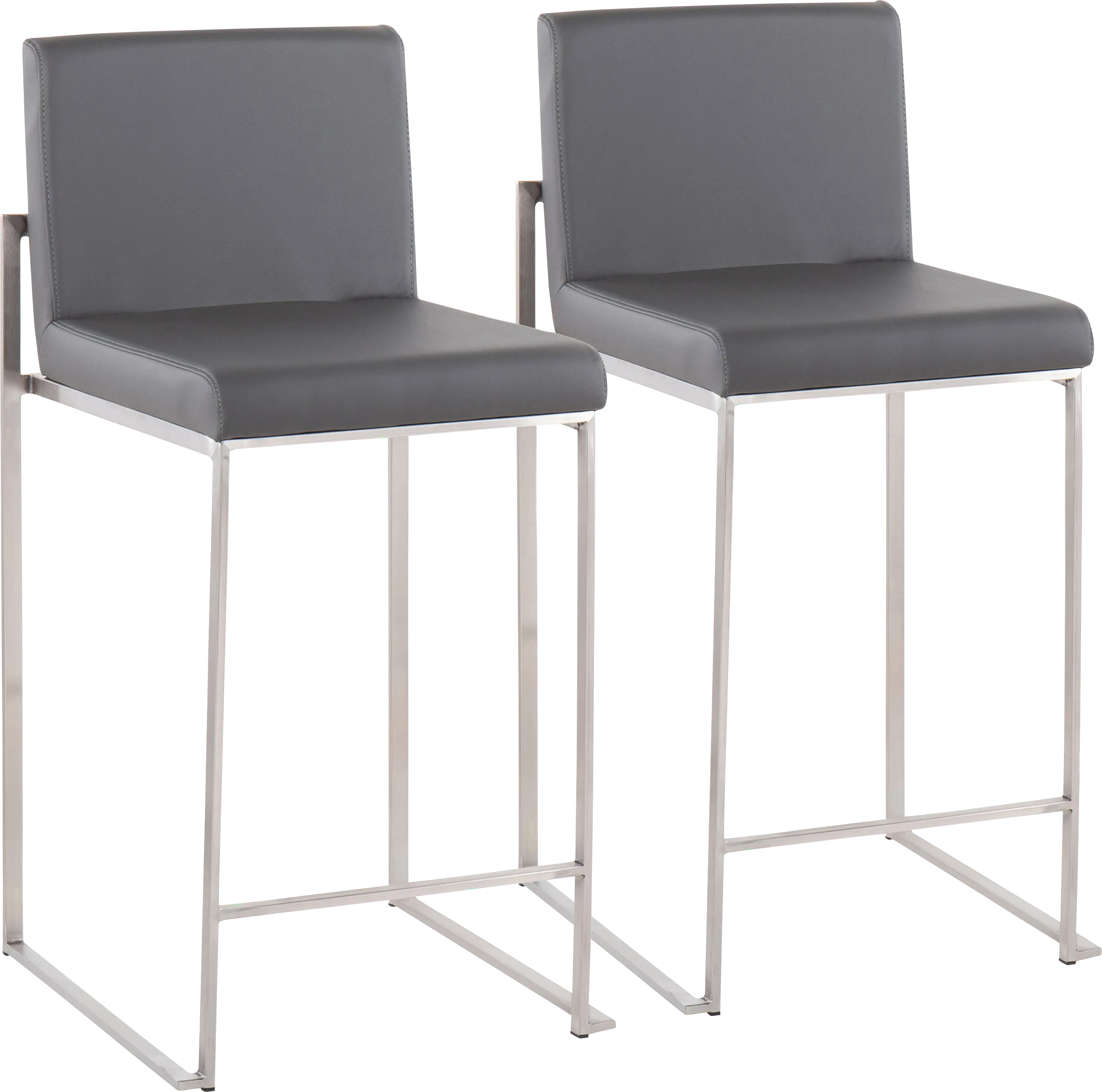 Nowotny Gray Silver Counter Height Stool Set of 2 - Thumbnail - Image 1