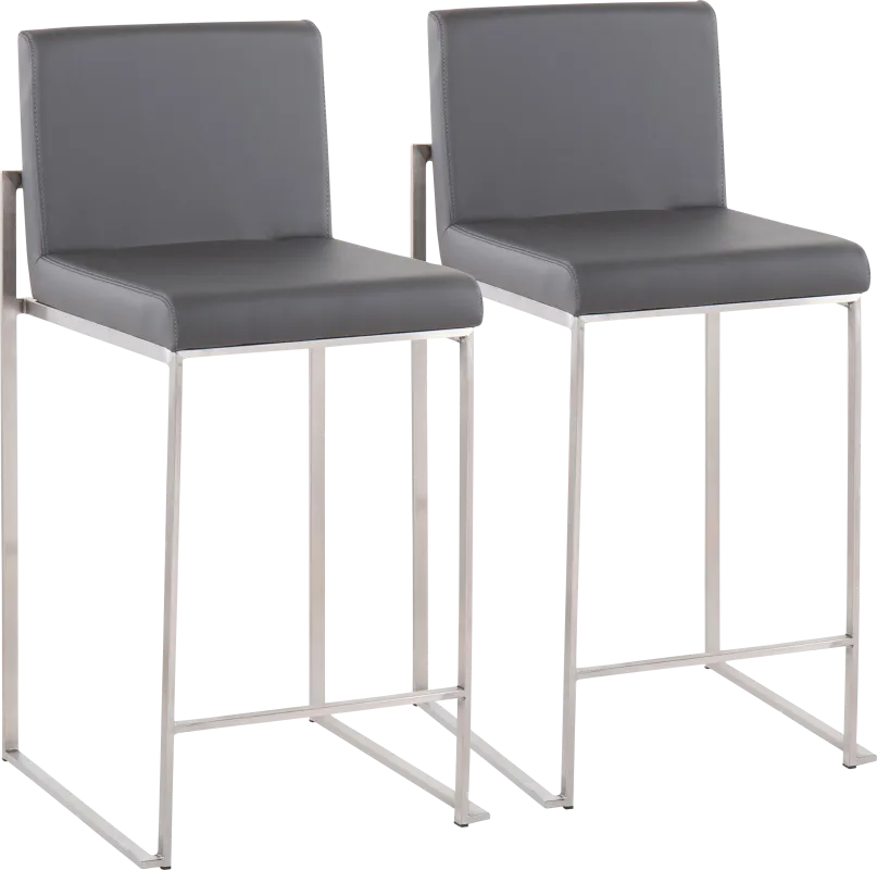 Nowotny Gray Silver Counter Height Stool Set of 2