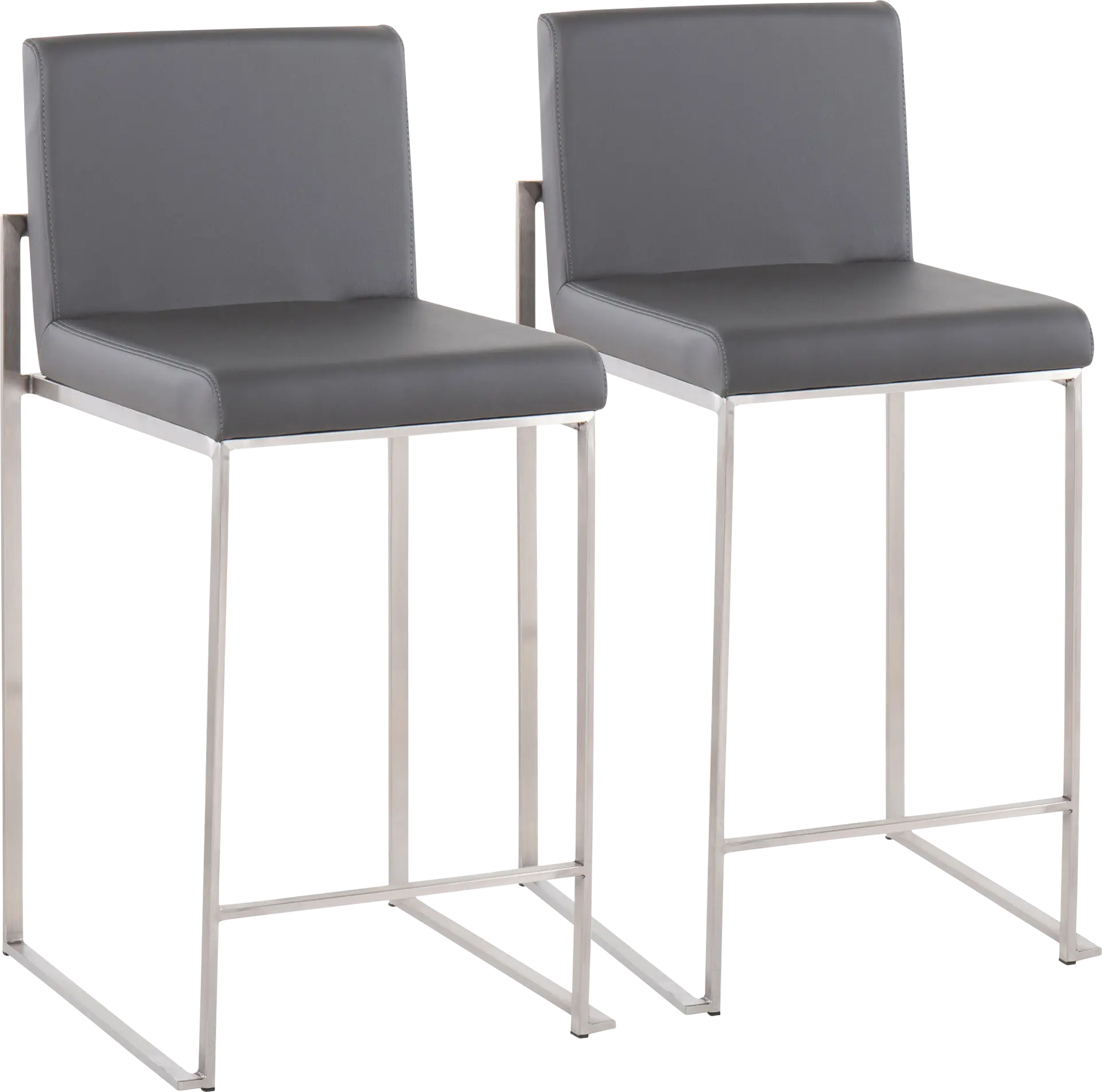 Nowotny Gray Silver Counter Height Stool Set of 2