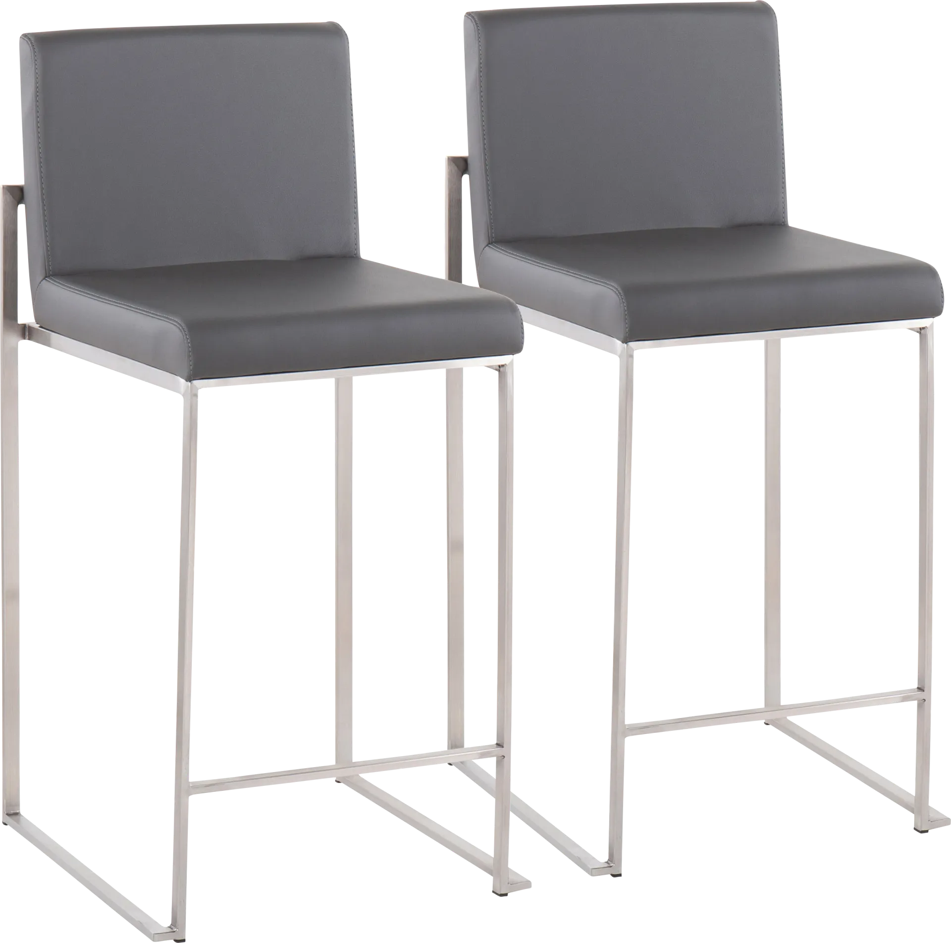 Nowotny Gray Silver Counter Height Stool Set of 2 - Image 1