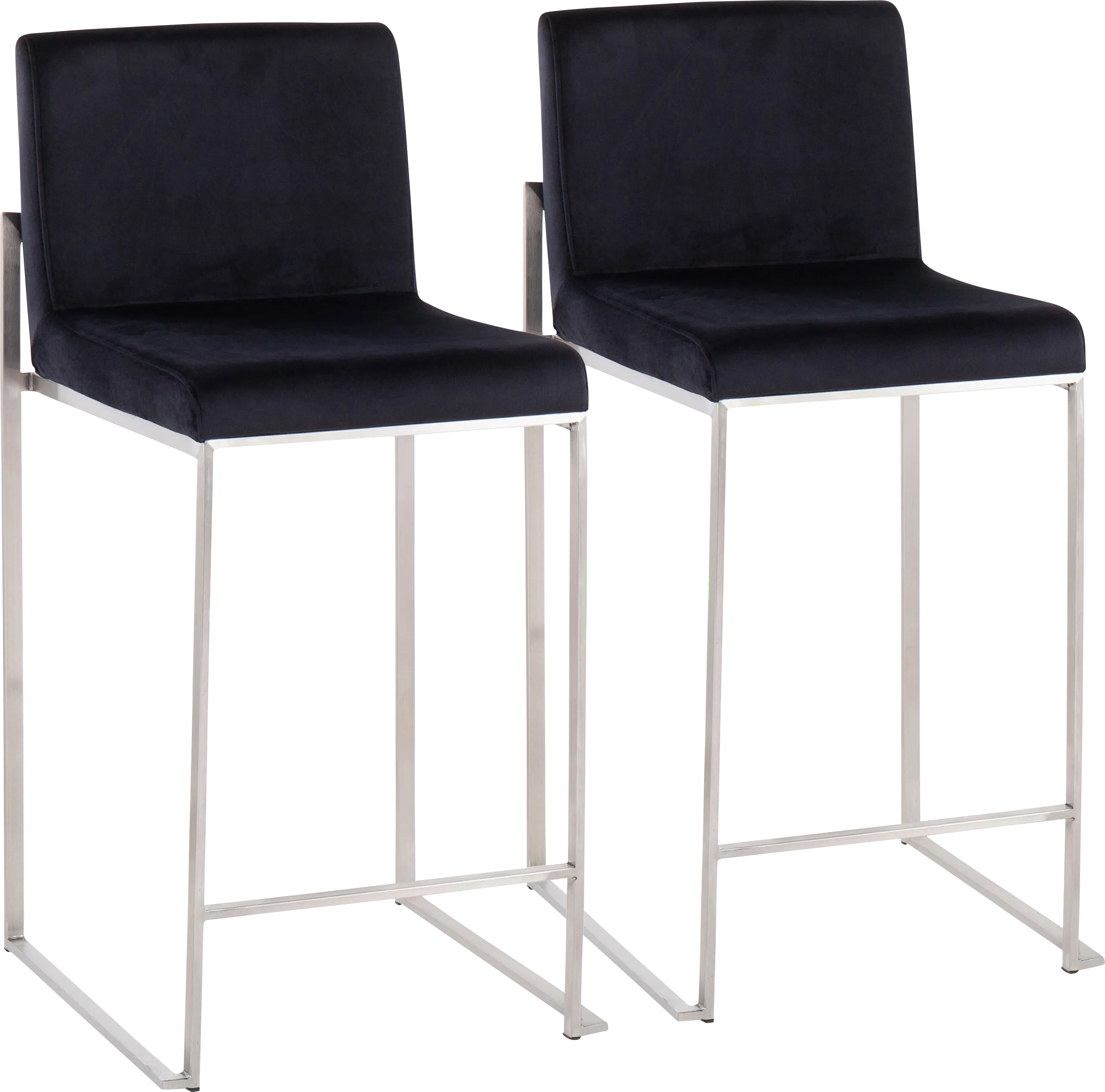 Nowotny Black Silver Velvet Counter Height Stool Set of 2 - Thumbnail - Image 1