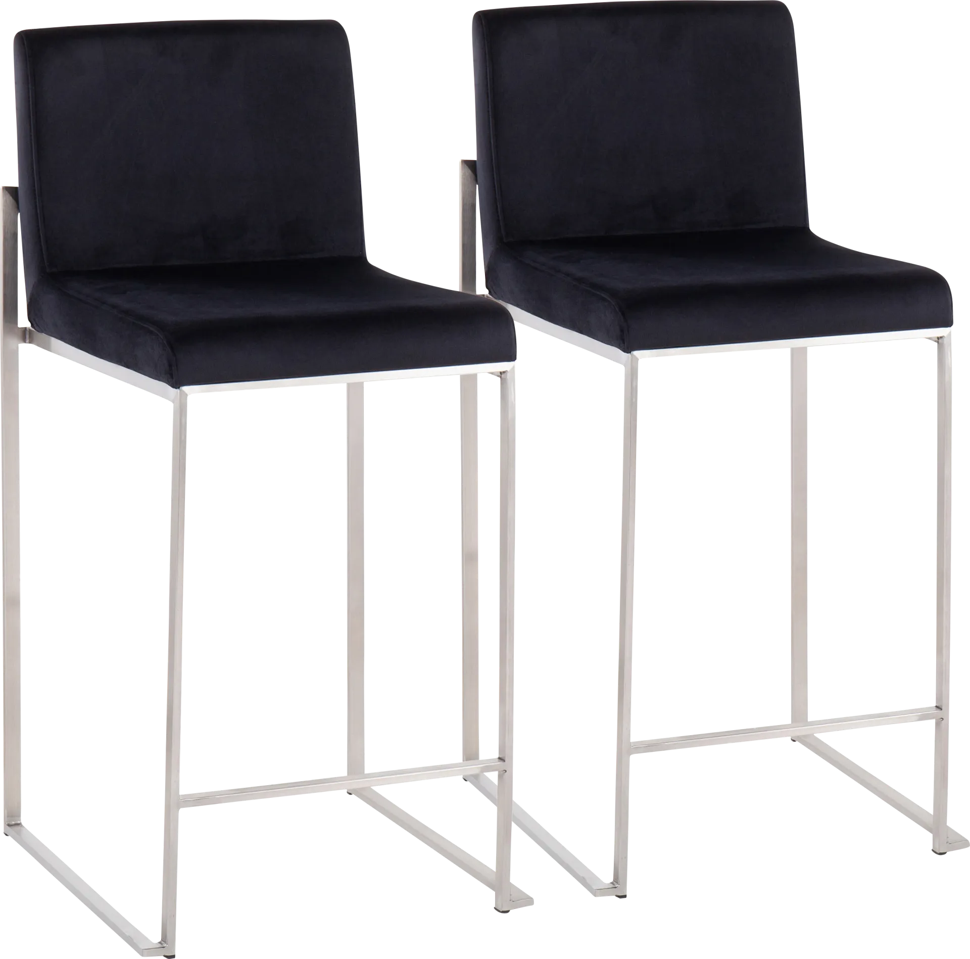 Nowotny Black Silver Velvet Counter Height Stool Set of 2 - Image 1