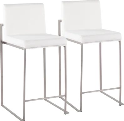 Nowotny White Silver Velvet Counter Height Stool Set of 2