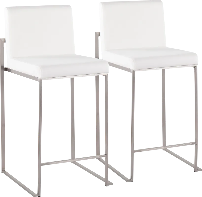 Nowotny White Silver Velvet Counter Height Stool Set of 2