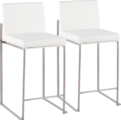 Nowotny White Silver Counter Height Stool Set of 2