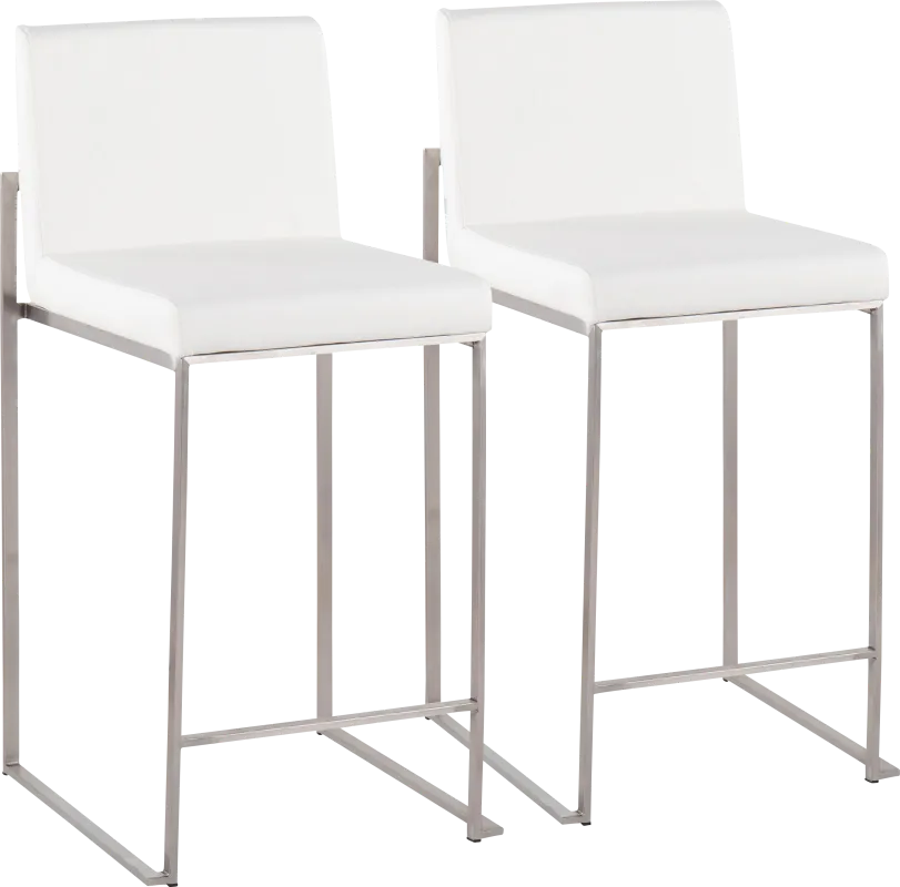 Nowotny White Silver Counter Height Stool Set of 2