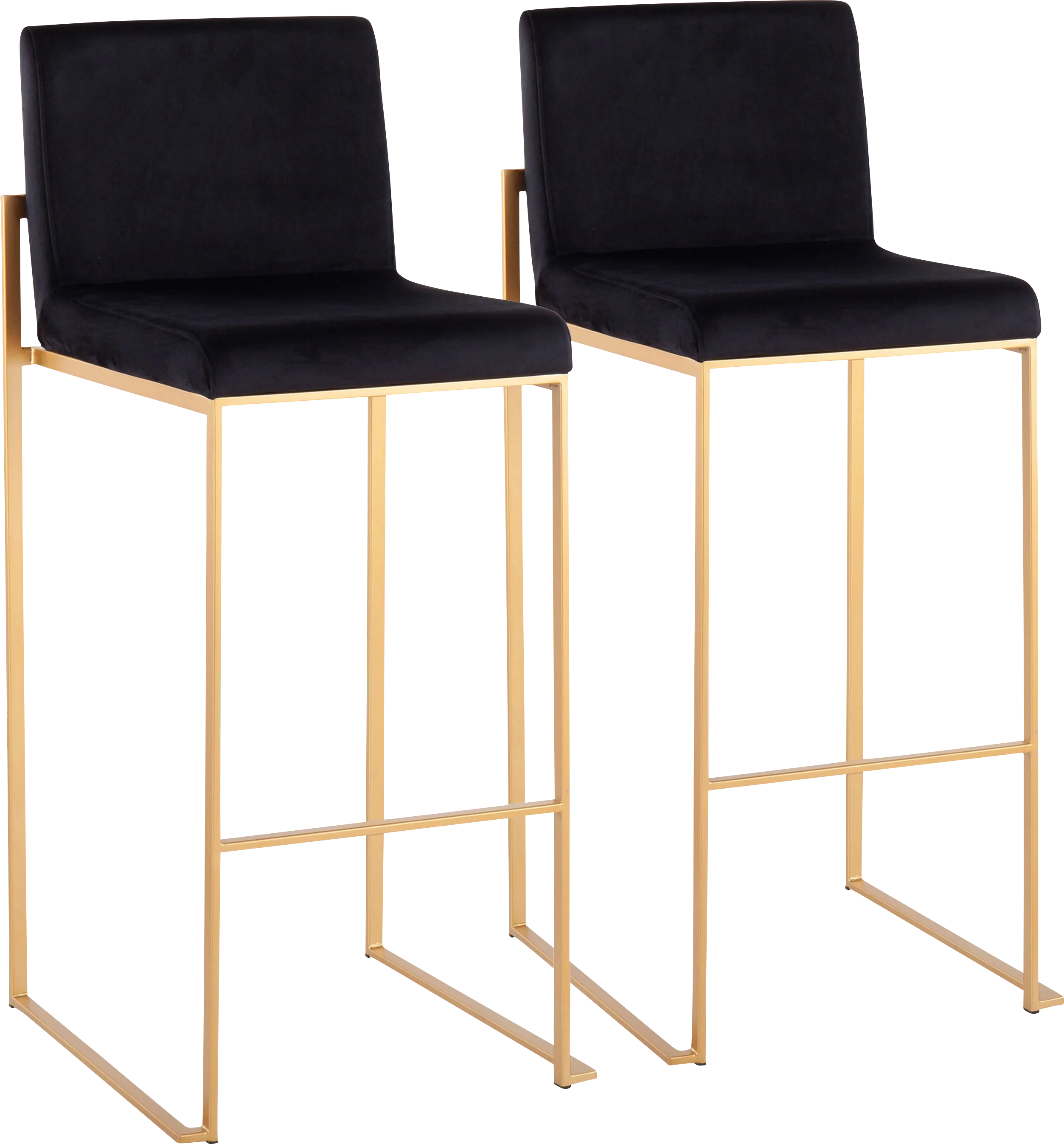 Nowotny Black Gold Velvet Barstool Set of 2 - Thumbnail - Image 1