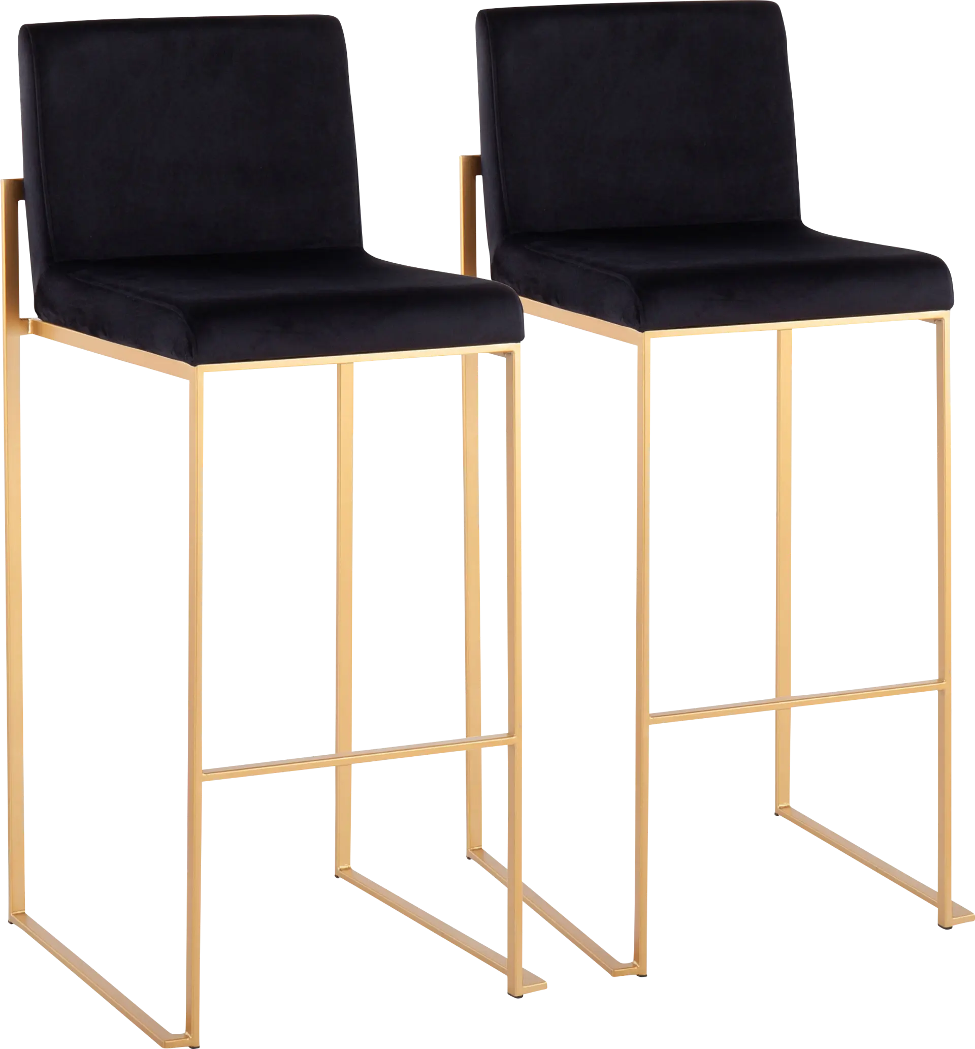 Nowotny Black Gold Velvet Barstool Set of 2