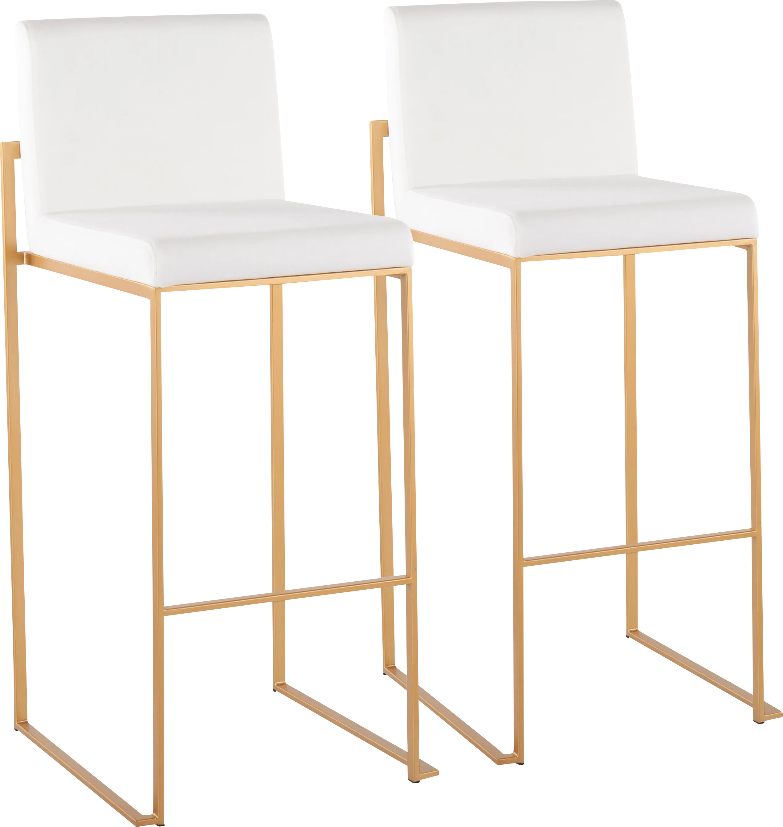 Nowotny White Gold Velvet Barstool Set of 2 - Thumbnail - Image 1