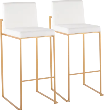 Nowotny White Gold Velvet Barstool Set of 2