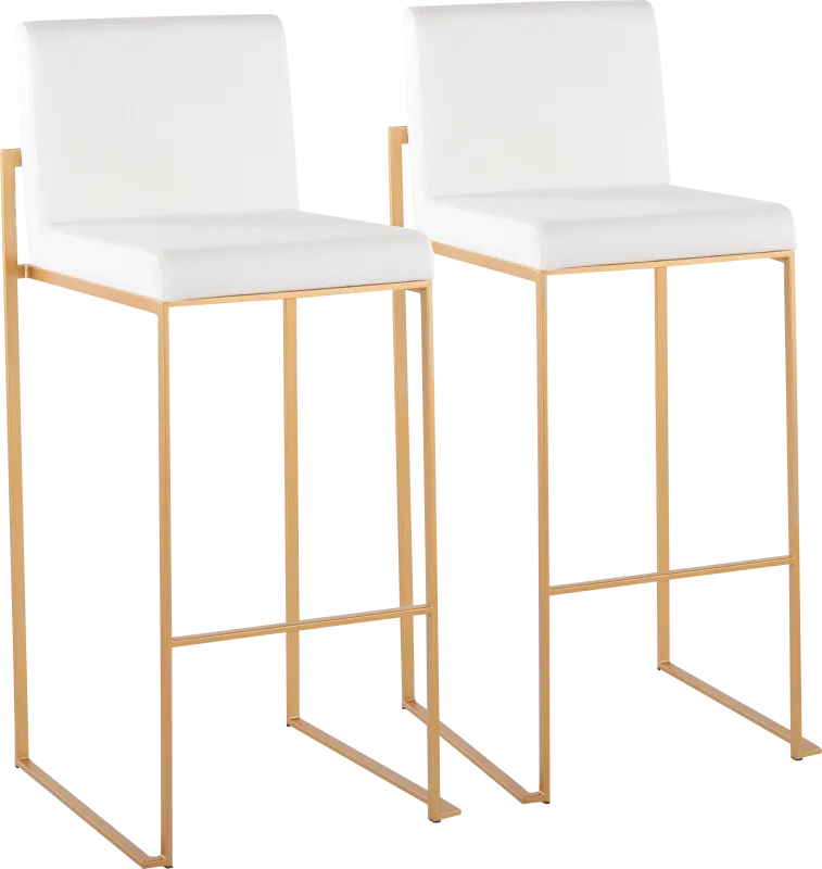 Nowotny White Gold Velvet Barstool Set of 2