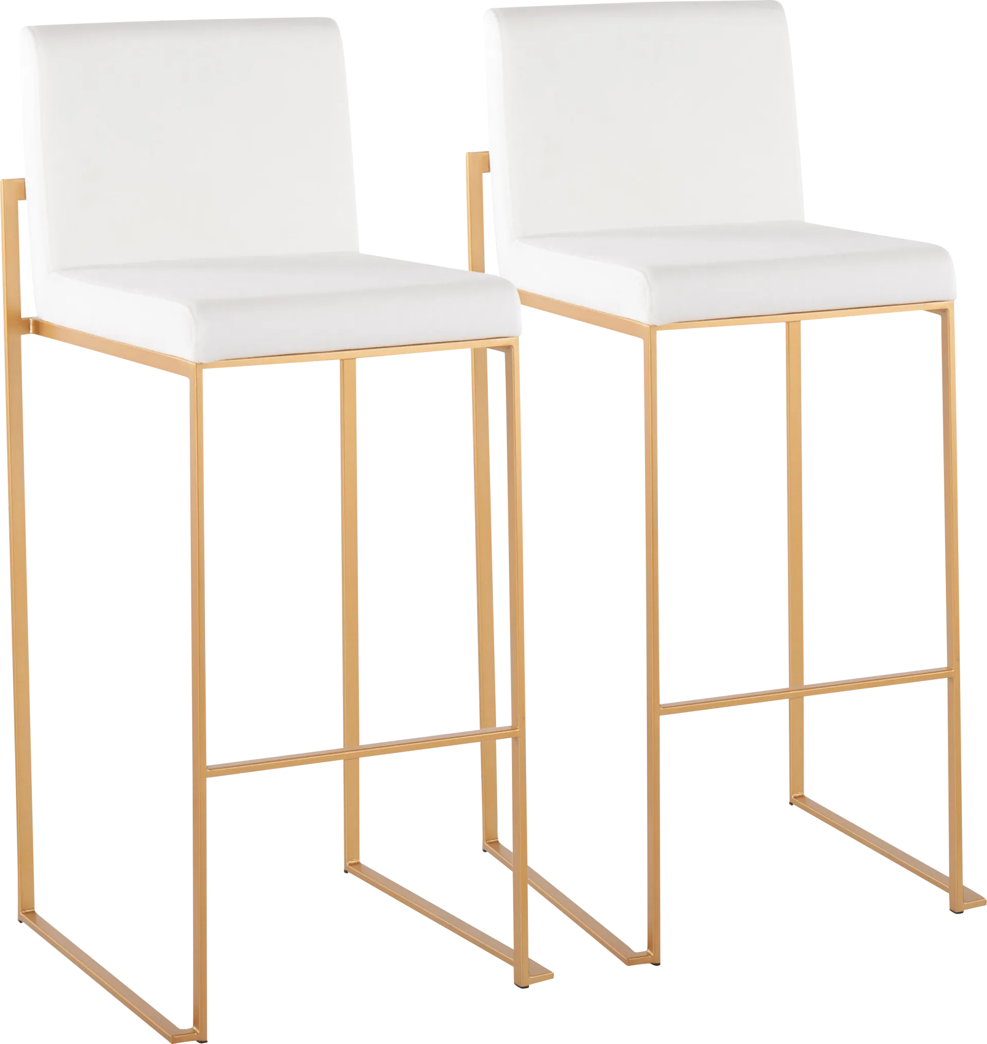 Nowotny White Gold Velvet Barstool Set of 2 - Image 1
