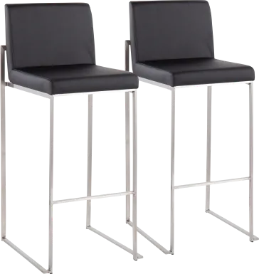 Nowotny Black Silver Barstool Set of 2