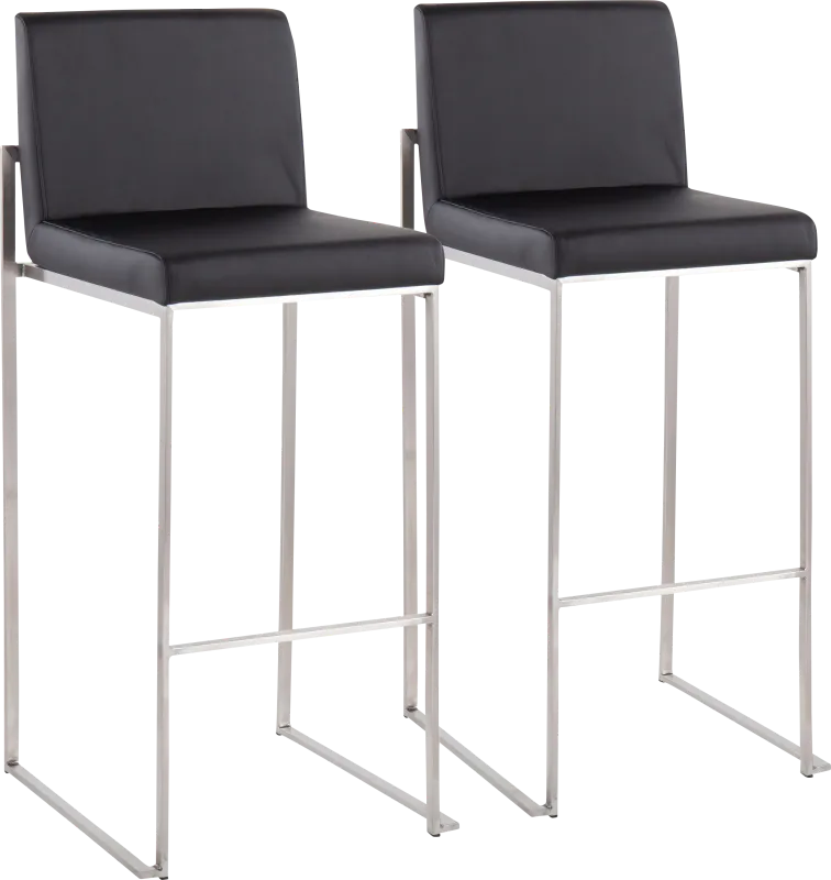 Nowotny Black Silver Barstool Set of 2