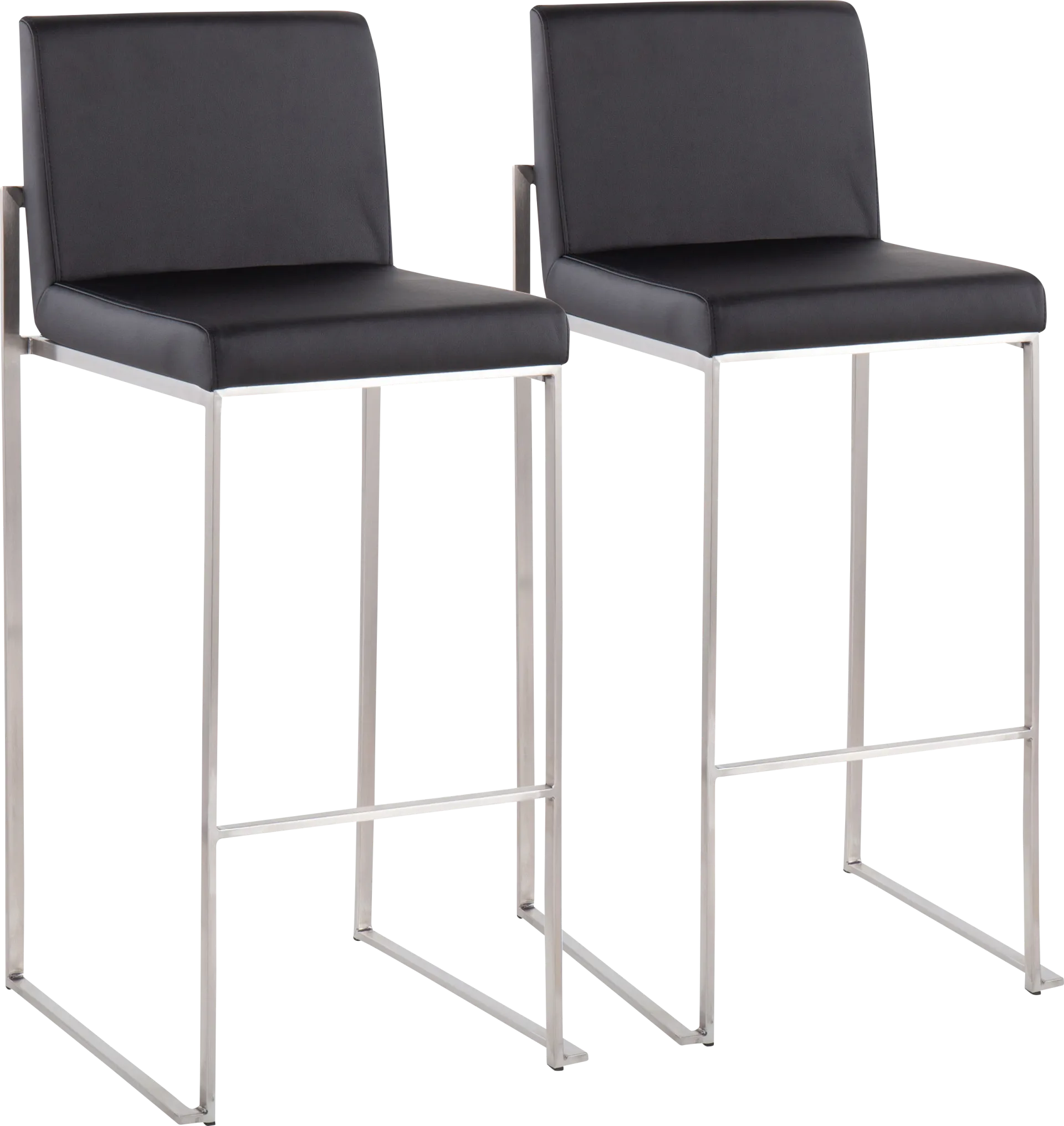 Nowotny Black Silver Barstool Set of 2 - Image 1