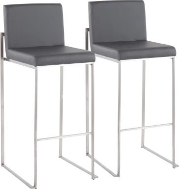 Nowotny Gray Silver Barstool Set of 2