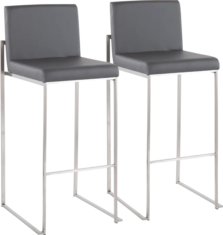 Nowotny Gray Silver Barstool Set of 2