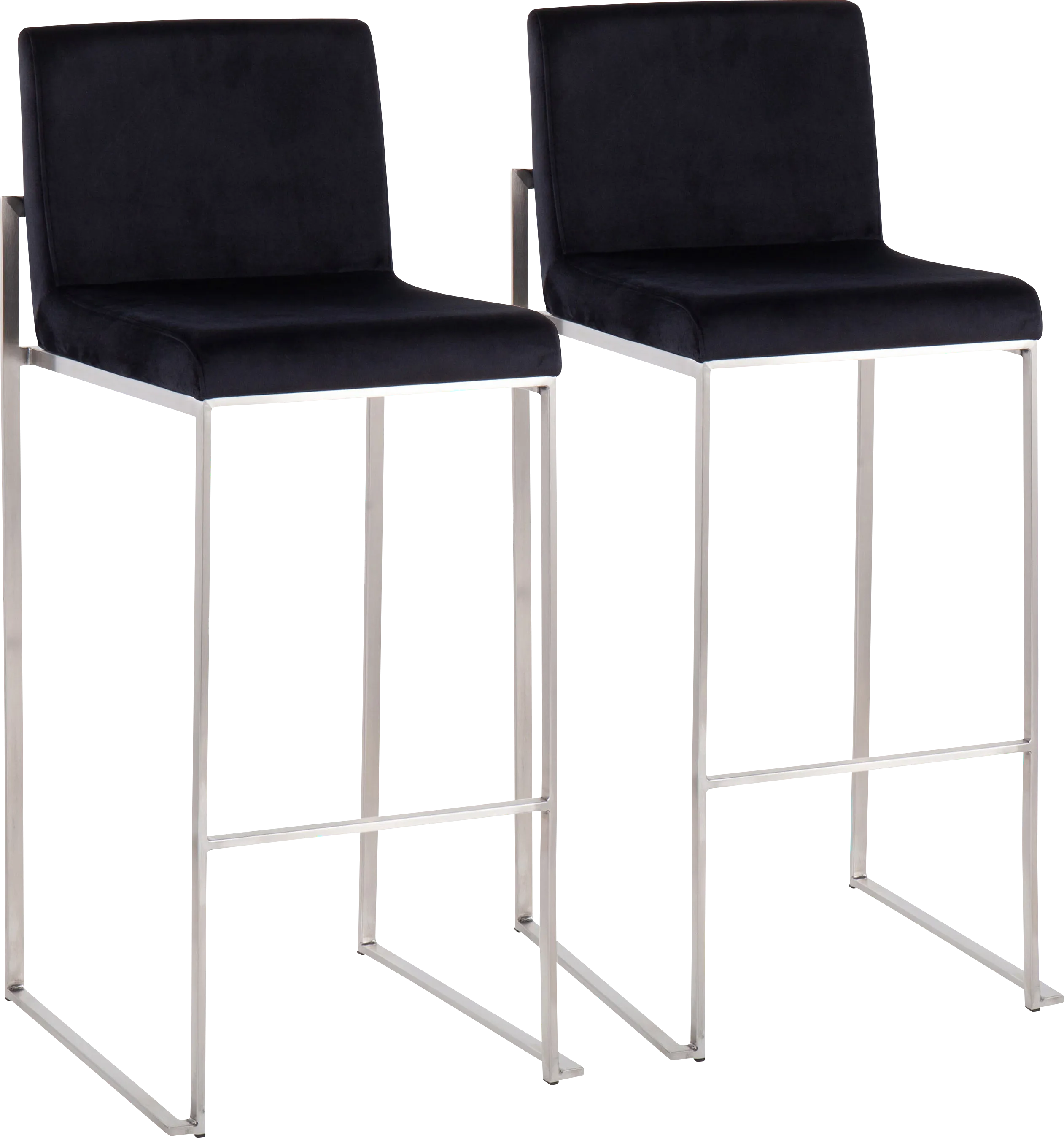 Nowotny Black Silver Barstool Set of 2 - Thumbnail - Image 1