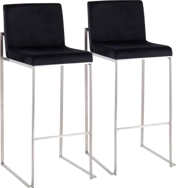 Nowotny Black Silver Barstool Set of 2