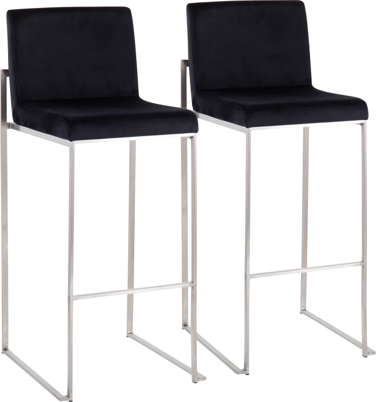 Nowotny Black Silver Barstool Set of 2