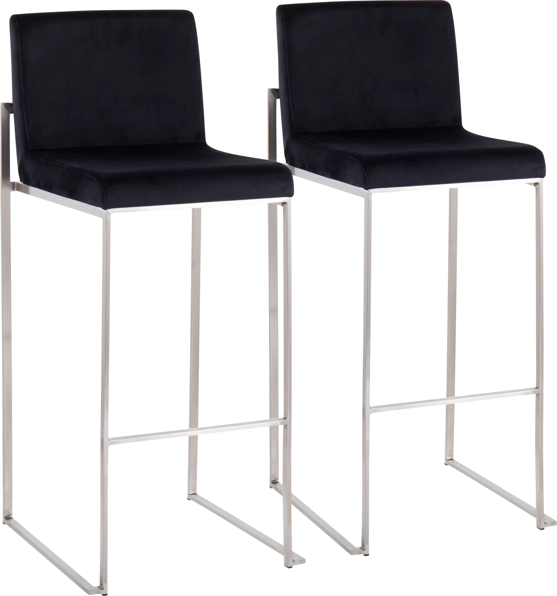 Nowotny Black Silver Barstool Set of 2 - Image 1