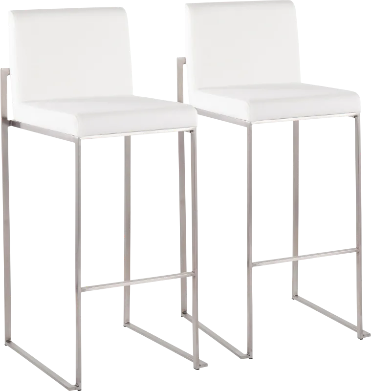 Nowotny White Silver Barstool Set of 2
