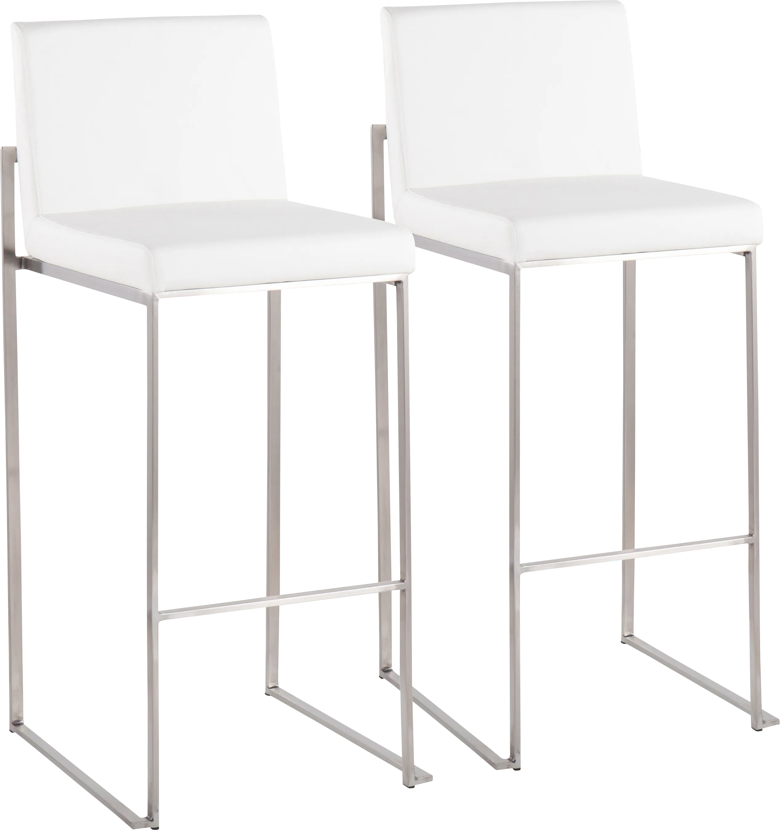 Nowotny White Silver Barstool Set of 2 - Thumbnail - Image 1