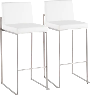 Nowotny White Silver Barstool Set of 2