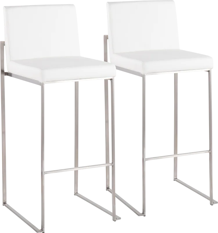 Nowotny White Silver Barstool Set of 2
