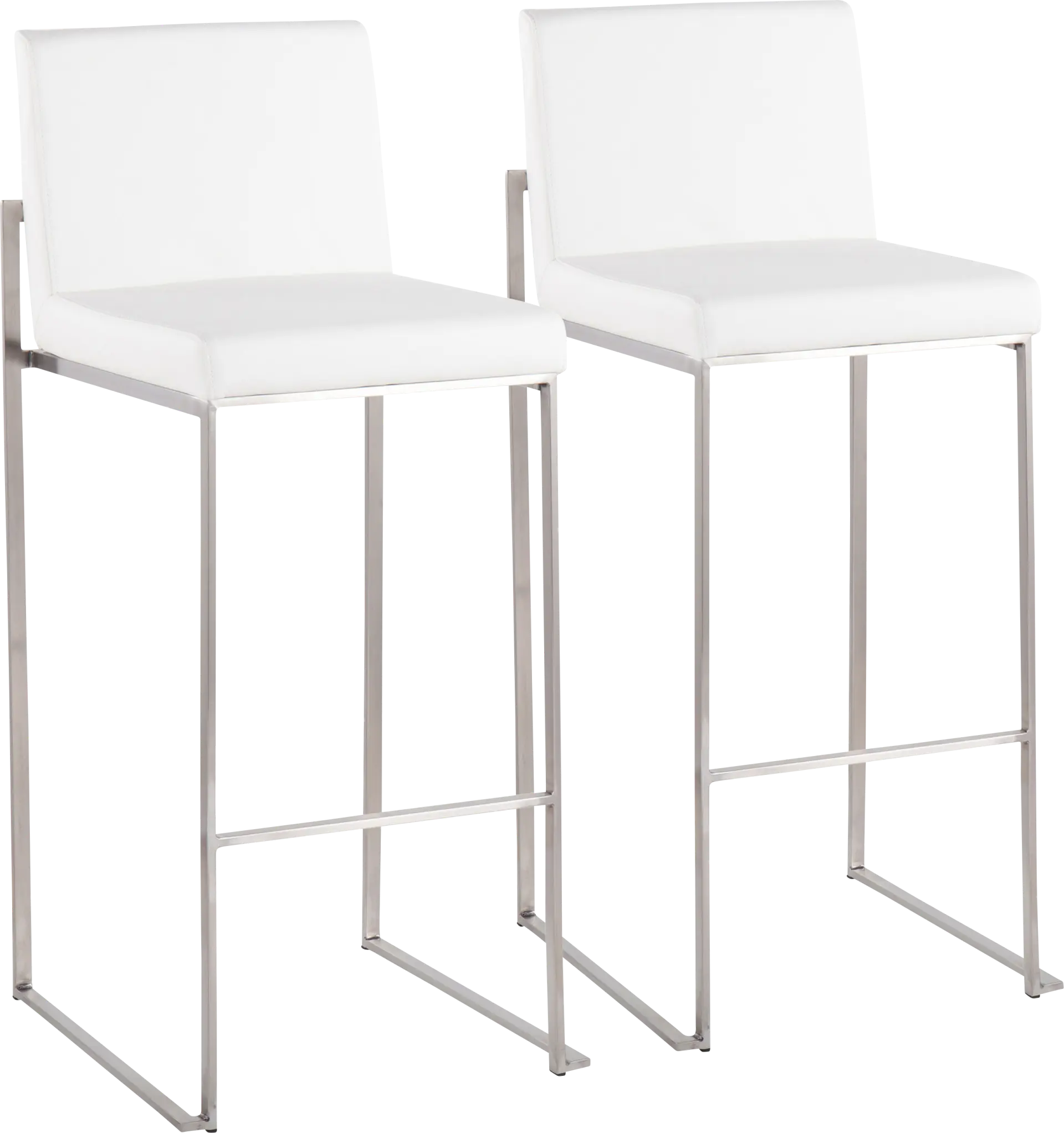 Nowotny White Silver Barstool Set of 2