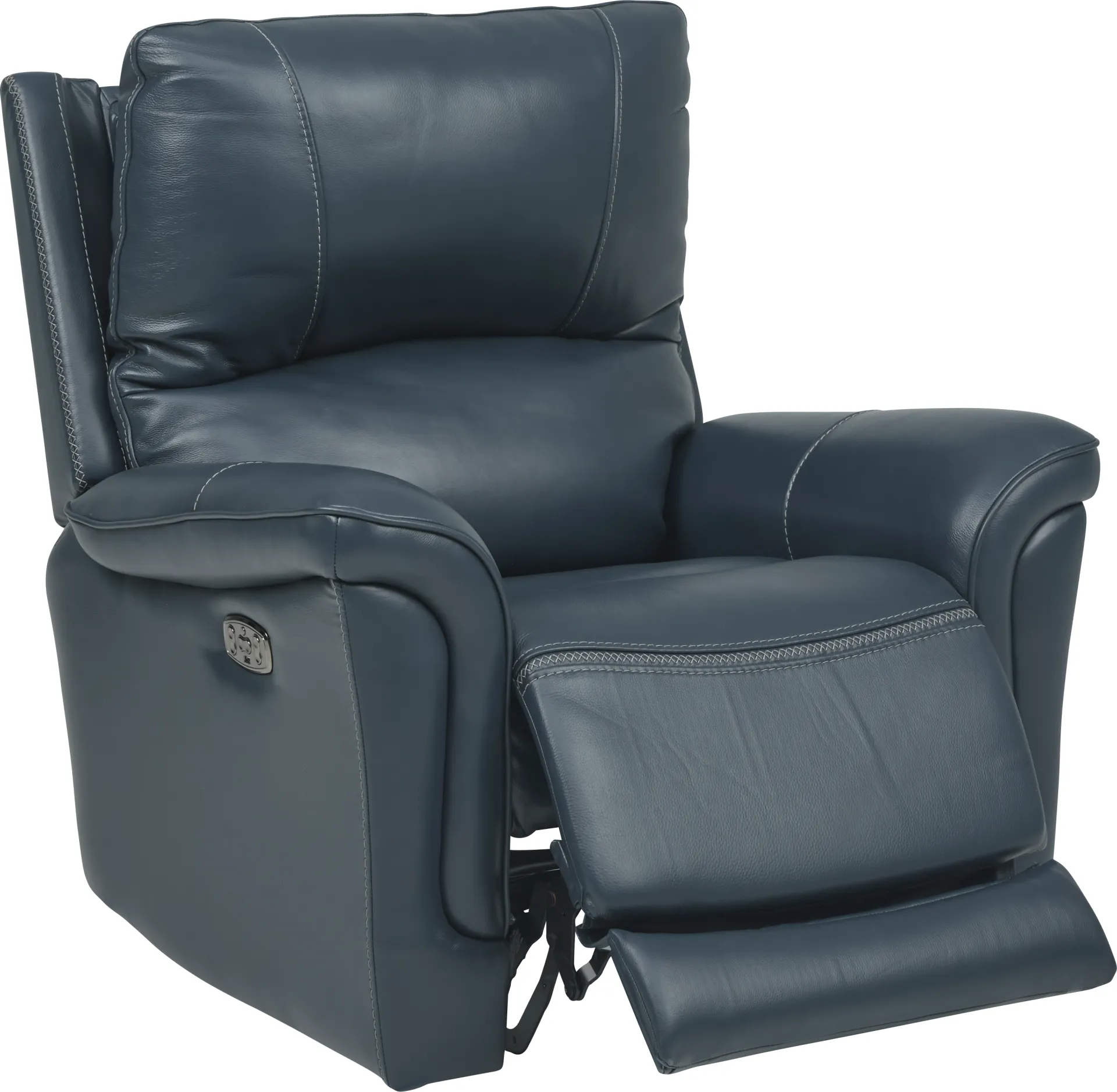 Castmore Navy Triple Power Leather Recliner - Image 1