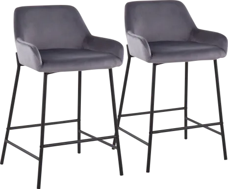 Rimcrest II Silver Counter Height Stool Set of 2