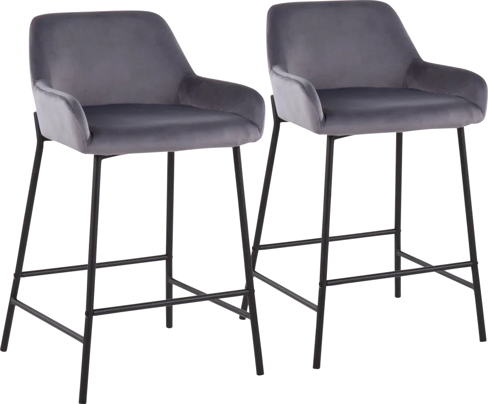 Rimcrest II Silver Counter Height Stool Set of 2