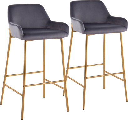 Rimcrest I Silver Barstool Set of 2