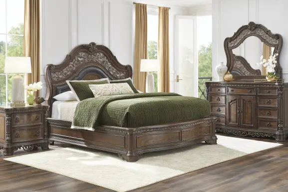 Yorkshire Manor Brown 7 Pc King Panel Bedroom