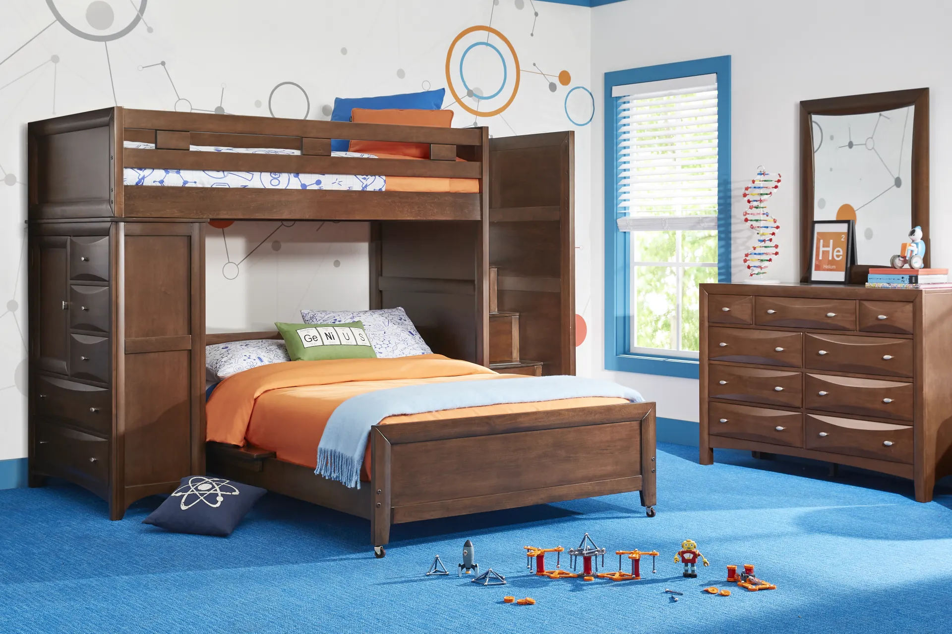 Ivy League 2.0 Walnut Twin/Twin Step Bunk with Chest - Image 1
