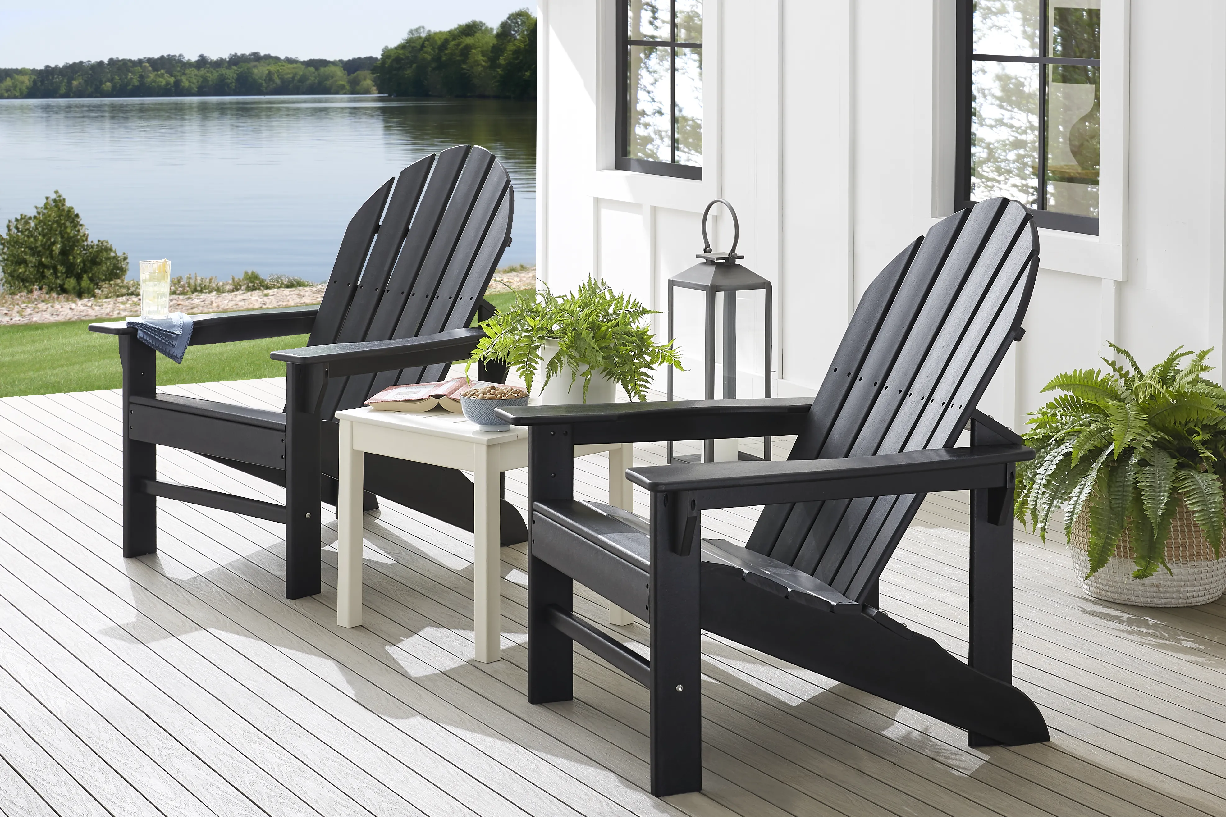 Addy Black Outdoor Adirondack Chair, Set of 2 - Thumbnail - Image 2