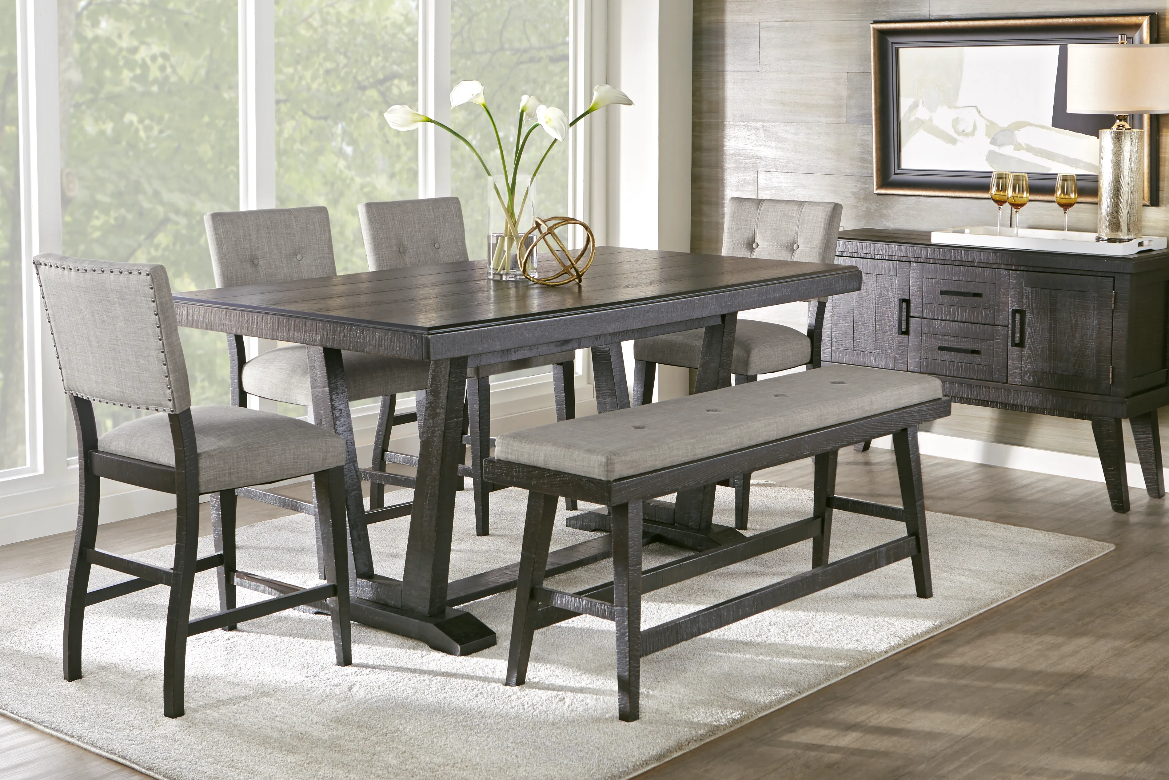 Hill Creek Black 6 Pc Counter Height Dining Room - Thumbnail - Image 1