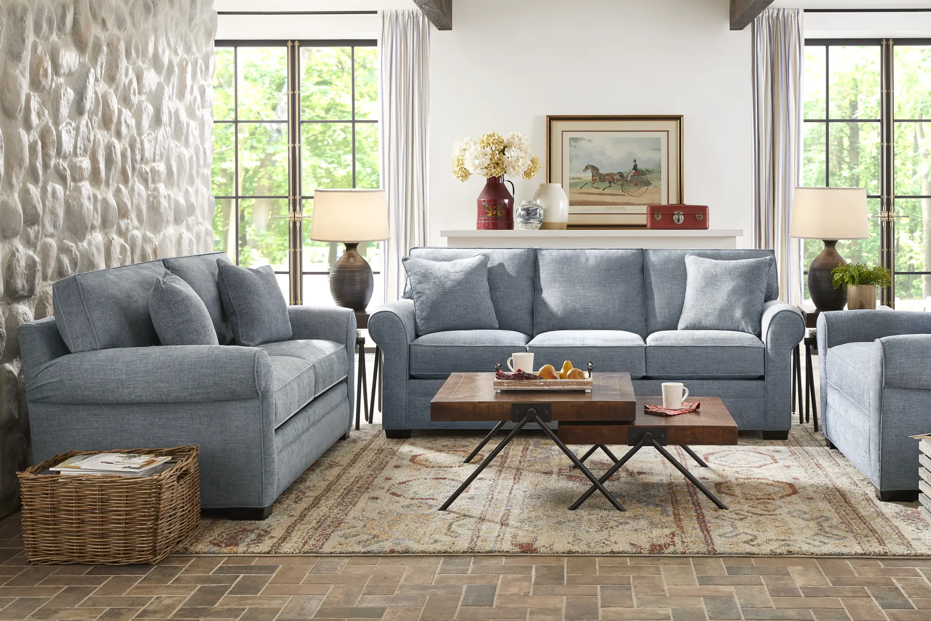 Bellingham Chambray Textured Chenille Loveseat - Image 1