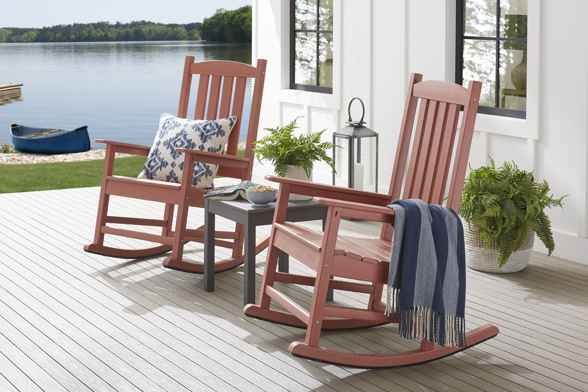 Brocky Red Outdoor Rocking Chair, Set of Two - Image 2