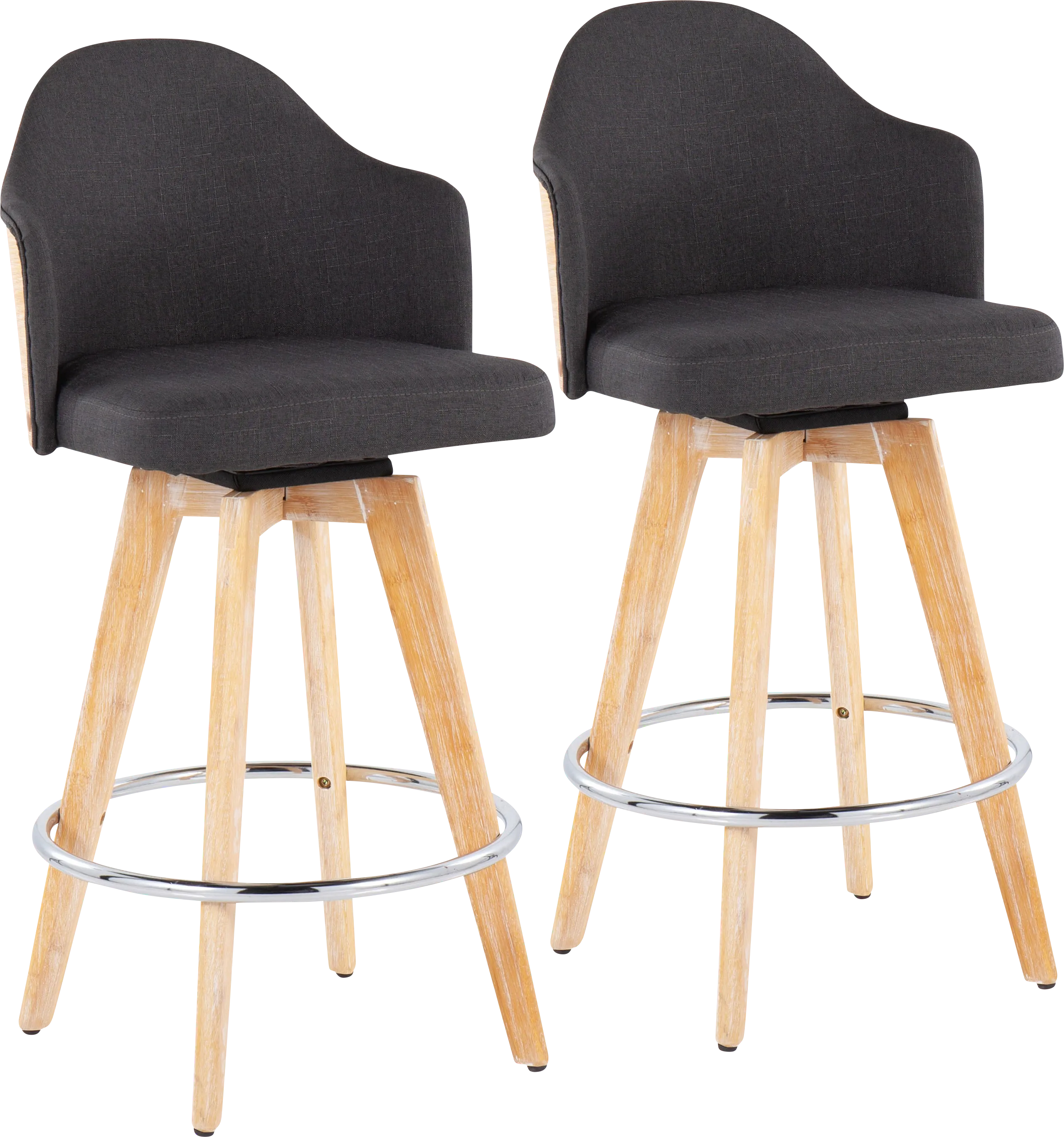 Hakea Charcoal Counter Height Stool, Set of 2