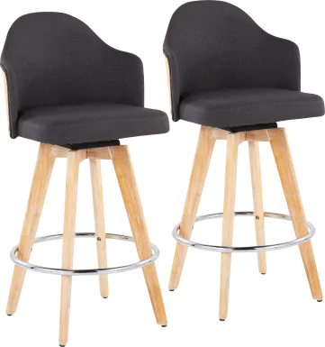 Hakea Charcoal Counter Height Stool, Set of 2