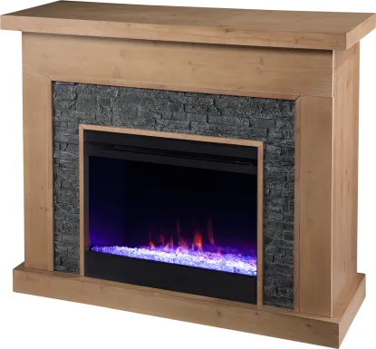 Rische Natural 45 in. Console with Electric Color-Changing Fireplace