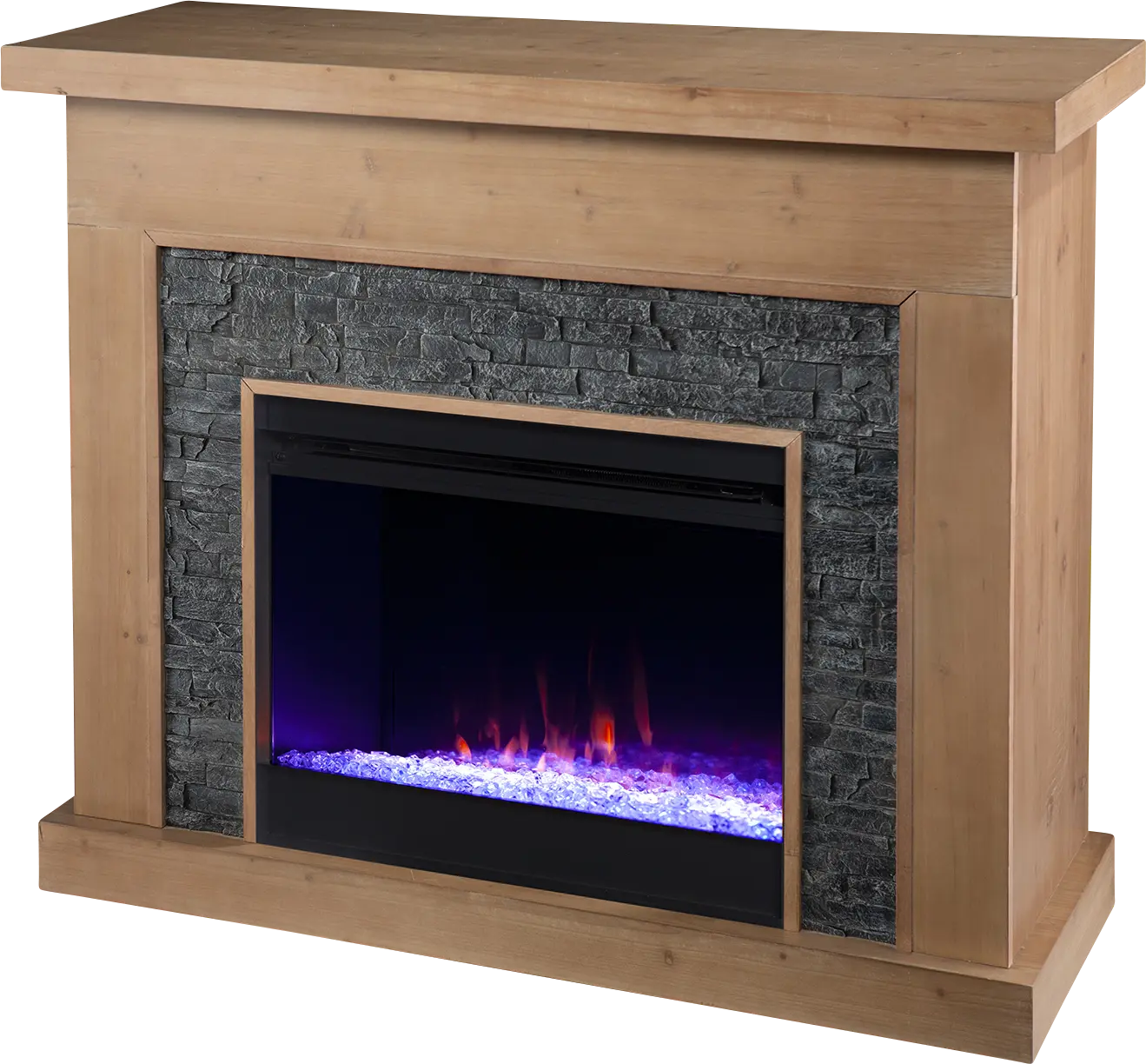 Rische Natural 45 in. Console with Electric Color-Changing Fireplace