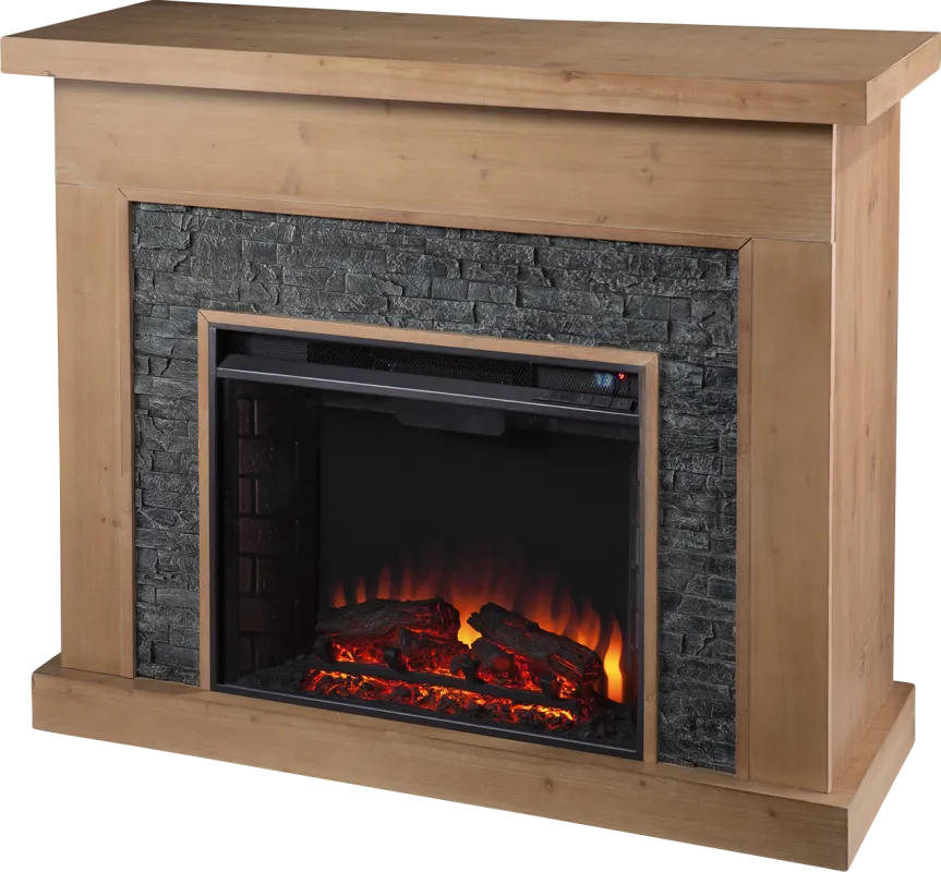 Rische Natural 45 in. Console with Electric Fireplace